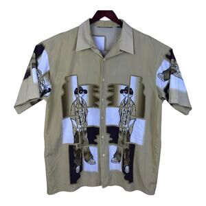 Million Guy Men’s Shirt Brown 18.5 2XL Y2K 90’s Button Up Hip Hop Urban Street